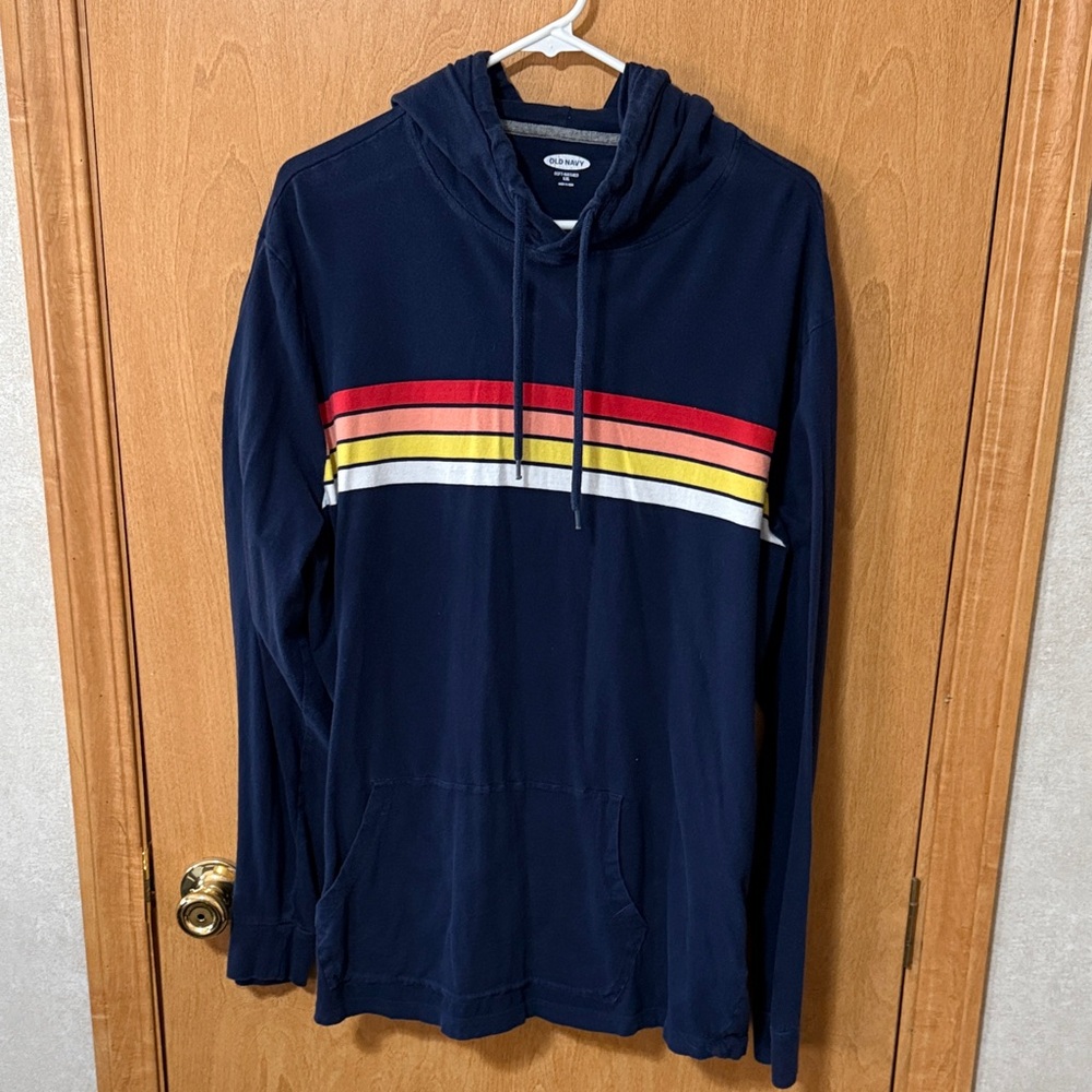 Old Navy Men's XXL Navy Printed Pullover Lightweight Hoodie